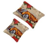 2 trousse per cosmetici, con linee geometriche astratte, a chiusura automatica, portatile, senza cerniera, mini borsa da viaggio per cuffie, monete, rossetti, cosmetici, auricolari, gioielli,