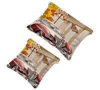 2 trousse per cosmetici, con linee geometriche astratte, a chiusura automatica, portatile, senza cerniera, mini borsa da viaggio per cuffie, monete, rossetti, cosmetici, auricolari, gioielli,