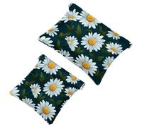 2 trousse per cosmetici con margherita bianca 353 tascabili per borse, borsa per trucco impermeabile, portatile, senza cerniera, borsa per il trucco, Multicolore 03, A：7.1x5.8in/18x14.8cm，B:4.7x4.5in