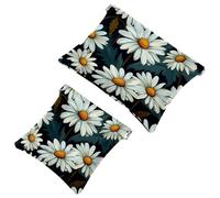 2 trousse per cosmetici con margherita bianca 353 tascabili per borse, borsa per trucco impermeabile, portatile, senza cerniera, borsa per il trucco, Multicolore 08, A：7.1x5.8in/18x14.8cm，B:4.7x4.5in