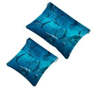 2 trousse per cosmetici con motivo greco Santorini, con chiusura automatica, portatile, senza cerniera, mini borsa da viaggio per cuffie, monete, rossetti, cosmetici, auricolari, gioielli, organizer,