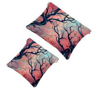 2 trousse per cosmetici, con rami di fiori rosa e bianchi, 1376 tasche, impermeabile, portatile, senza cerniera, 2 pezzi, Multicolore 10., A：7.1x5.8in/18x14.8cm，B:4.7x4.5in/12x11.5cm