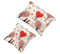 2 trousse per cosmetici, con scritta "Love", per San Valentino, 716, impermeabile, portatile, senza cerniera, 2 pezzi, Multicolore 05, A：7.1x5.8in/18x14.8cm，B:4.7x4.5in/12x11.5cm
