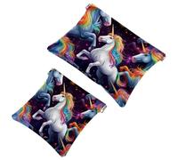 2 trousse per cosmetici da 650 tasche colorate con unicorni volanti, per borse, borsa per il trucco impermeabile, portatile, senza cerniera, borsa per il trucco, Multicolore 10., A：7.1x5.8in/18x14.8cm