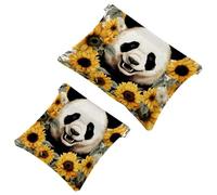 2 trousse per cosmetici tascabili con panda e girasole 518 per borse, borsa per il trucco impermeabile, portatile, senza cerniera, Multicolore 09, A：7.1x5.8in/18x14.8cm，B:4.7x4.5in/12x11.5cm