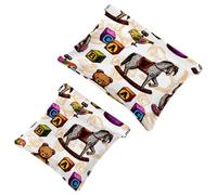 2 trousse tascabili con lettere dell'alfabeto inglese con diversi animali, a chiusura automatica, portatile, senza cerniera, mini borsa da viaggio per monete, rossetti, cosmetici, auricolari,