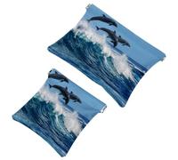 2 trousse tascabili con motivo chakra e ali d'angelo, con chiusura automatica, portatile, senza cerniera, mini borsa da viaggio per cuffie, monete, rossetti, cosmetici, auricolari, gioielli,