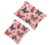2 trousse tascabili con motivo chakra e ali d'angelo, con chiusura automatica, portatile, senza cerniera, mini borsa da viaggio per cuffie, monete, rossetti, cosmetici, auricolari, gioielli,