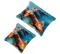 2 trousse tascabili con motivo della Torre Eiffel della Francia sotto l'ombrello rosso, con pittura a olio, con chiusura automatica, mini trousse da viaggio per monete, rossetto, auricolari, gioielli,