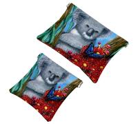 2 trousse tascabili con simpatico cucciolo di husky siberiano che gioca nel parco, con chiusura automatica, mini trousse da viaggio per monete, rossetti, auricolari, gioielli, organizer, Multicolore