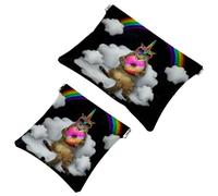 2 trousse tascabili con simpatico cucciolo di husky siberiano che gioca nel parco, con chiusura automatica, mini trousse da viaggio per monete, rossetti, auricolari, gioielli, organizer, Multicolore