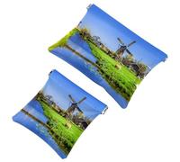 2 trousse tascabili con teschio e fiori del giorno dei morti, a chiusura automatica, portatile, senza cerniera, mini borsa da viaggio per cuffie, monete, rossetti, cosmetici, gioielli organizer,