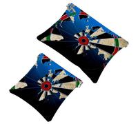 2 trousse tascabili con teschio e fiori del giorno dei morti, a chiusura automatica, portatile, senza cerniera, mini borsa da viaggio per cuffie, monete, rossetti, cosmetici, gioielli organizer,