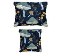 2 trousse tascabili in finta pelle, piccola borsa per il trucco, mini borsa per il trucco, borsa multifunzionale per riporre schegge, motivo a funghi, Motivo: 3985, 7.1x5.8in/4.7x4.5in