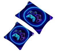 2 trousse tascabili per borse, piccola borsa per il trucco in pelle, portatile, senza cerniera, portamonete e gioielli, controller di fuoco, Multicolore 3, Small and Large, Moda