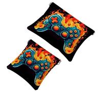 2 trousse tascabili per borse, piccola borsa per il trucco in pelle, portatile, senza cerniera, portamonete e gioielli, controller di fuoco, Multicolore 1., Small and Large, Moda