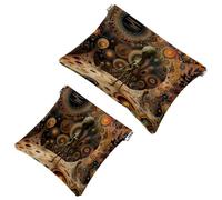 2 trousse tascabili per cosmetici, colori alieni in piedi floreali, a chiusura automatica, senza cerniera, piccola borsa per il trucco per riporre cosmetici, cuffie, gioielli, Multicolore,