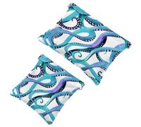 2 trousse tascabili per cosmetici, con chiusura automatica, per donne e ragazze, motivo martedì grasso, Multicolore 09, 7.1x5.8 inch/4.7x4.5 inch