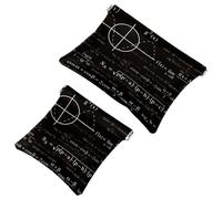 2 trousse tascabili per cosmetici con equazione matematica e fisica, a chiusura automatica, portatile, senza cerniera, mini borsa da viaggio per cuffie, monete, rossetti, cosmetici, auricolari,