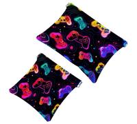 2 trousse tascabili per cosmetici, controller di gioco, motivo matematico, a chiusura automatica, senza cerniera, piccola borsa per il trucco per mini custodia da viaggio per cosmetici, cuffie,
