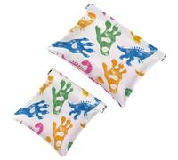2 trousse tascabili per cosmetici, dinosauri con motivo di impronte di orma autosigillanti, senza cerniera, piccola borsa per il trucco per riporre cosmetici, cuffie, gioielli, Multicolore,