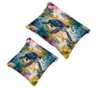 2 trousse tascabili per cosmetici, fiori di tartaruga, con schegge a chiusura automatica, senza cerniera, piccola borsa per il trucco per riporre cosmetici, cuffie, gioielli, Multicolore,