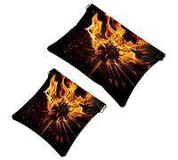 2 trousse tascabili per cosmetici, freccette e fuoco, a chiusura automatica, senza cerniera, piccola borsa per il trucco, per riporre cosmetici, cuffie, gioielli, Multicolore,