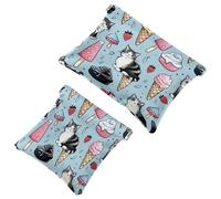 2 trousse tascabili per cosmetici, gelato e gelato a chiusura automatica, senza cerniera, piccola borsa per il trucco da viaggio, per cosmetici, cuffie, gioielli organizer, Multicolore,