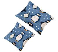 2 trousse tascabili per cosmetici, motivo a pois con pinguino, a chiusura automatica, senza cerniera, piccola borsa per il trucco per riporre cosmetici, cuffie, gioielli, Multicolore,