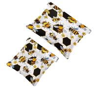 2 trousse tascabili per cosmetici, motivo ape, chiusura automatica, senza cerniera, piccola borsa per il trucco, per riporre cosmetici, cuffie, gioielli, Multicolore,