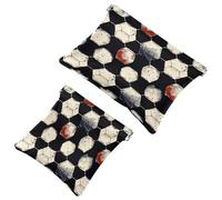 2 trousse tascabili per cosmetici, motivo calcio calcistico, borsa per il trucco a chiusura automatica, senza cerniera, piccola borsa per il trucco, per riporre cosmetici, cuffie, gioielli,