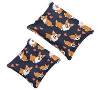 2 trousse tascabili per cosmetici, motivo cane corgis amore cuore con chiusura automatica senza cerniera piccola custodia per il trucco per mini custodia da viaggio per cosmetici, cuffie, gioielli