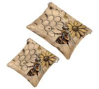 2 trousse tascabili per cosmetici, motivo floreale con ape, a chiusura automatica, senza cerniera, piccola borsa per il trucco da viaggio, per cosmetici, cuffie, gioielli, Multicolore,