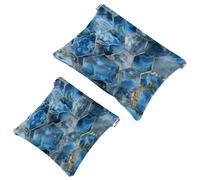 2 trousse tascabili per cosmetici, motivo marmorizzato a nido d'ape, con chiusura automatica, senza cerniera, piccola borsa per il trucco per riporre cosmetici, cuffie, gioielli, Multicolore,