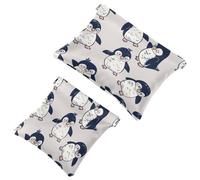 2 trousse tascabili per cosmetici, motivo pinguino che gioca, chiusura automatica, senza cerniera, piccola borsa per il trucco per riporre cosmetici, cuffie, gioielli, Multicolore,