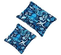 2 trousse tascabili per cosmetici, motivo vita marina subacquea, chiusura automatica, senza cerniera, piccola borsa per il trucco per mini custodia da viaggio per cosmetici, cuffie, organizer per