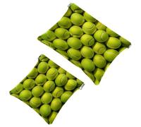 2 trousse tascabili per cosmetici, palline da tennis, con chiusura automatica, senza cerniera, piccola borsa per il trucco, per riporre cosmetici, cuffie, gioielli, Multicolore,