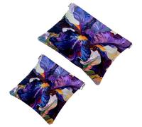 2 trousse tascabili per cosmetici, pittura a iris viola con chiusura automatica, senza cerniera, piccola borsa per il trucco per mini custodia da viaggio per cosmetici, cuffie, gioielli organizer,