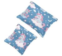 2 trousse tascabili per cosmetici, unicorni rosa, stella sul cielo, con chiusura automatica, senza cerniera, piccola borsa per il trucco per riporre cosmetici, cuffie, gioielli, Multicolore,