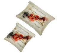 2 trousse vintage con scritta "Let's Go for a Ride", per cosmetici, chiusura automatica, portatile, senza cerniera, mini borsa da viaggio per monete, rossetti, cosmetici, auricolari, gioielli,