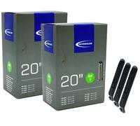 2 tubi bicicletta Schwalbe 20 pollici valvola auto 40-406/62-406 AV7 + 3 soll...