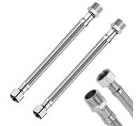 2 tubi flessibili da 3/8 pollici, raccordo e filettatura esterna, 31 cm | prolunga tubo del rubinetto, tubo di collegamento con intreccio in acciaio inox, per rubinetto, rubinetto della cucina