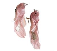 2 Uccelli Schiuma Piume 15cm per decorazione 2 Uccelli Schiuma(pink) | Materiale schiuma e piume, aspetto realistico, per sicuro per interni, nel tempo