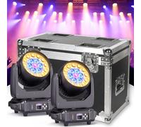 2 Unità 19x15W Teste Mobili LED Beam Con Fly Case Flight Case Wash Zoom Effetto Luce Discoteca Proiettori