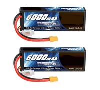 2 unità di batteria LiPo 2S1P 7,4 V 6000 mAh 80 C con porta di connessione XT60, parti RC, custodia rigida Lipo 2S for aeroplani, RC FPV, droni, auto, veicoli, camion, carri armati, barche(2Units T)