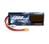 2 unità di batteria LiPo 2S1P 7,4 V 6000 mAh 80 C con porta di connessione XT60, parti RC, custodia rigida Lipo 2S for aeroplani, RC FPV, droni, auto, veicoli, camion, carri armati, barche(1Unit XT60)