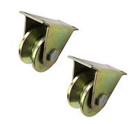 2 V-Groove Steel Caster Wheel,Heavy Duty Rigid Wheels,Sheave Round Tube Directional Track Wheel,Double Bearing,for Industrial Machines,Sliding Door,Rolling Gates,Wire Rop,60mm/2.5in