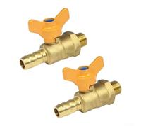 2 valvole a sfera di arresto in ottone con maniglia, connettore per tubo filettato compatto da 1/2 pollici, per applicazioni di carburante, gas, acqua, aria e olio