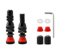 2 valvole tubeless per bicicletta, 40 mm, in alluminio, 2 pezzi | MTB, parte di ricambio per pneumatici per bici da strada, con tappo valvola e strumento, nero, rosso, blu, oro