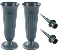 2 vasi da fiori per tomba, in plastica, con picchetto e base, supporti rimovibili per fiori e tombe, commemorativi